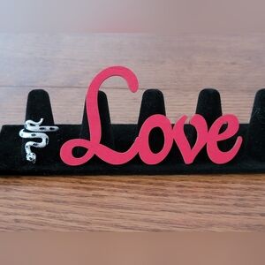 Stylish Silver Snake Ring with Black Details